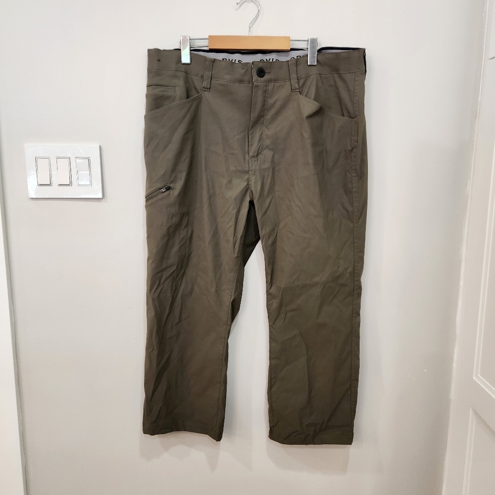 Orvis Nylon Tech Pants Mens 38x25 (Tag 38x32) Brown Performance Water Repellant